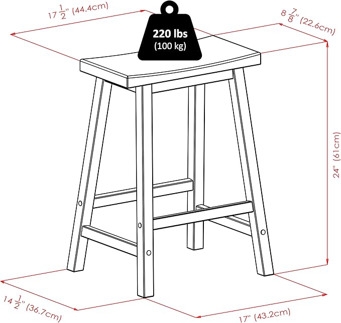 Winsome Satori Saddle Seat Counter Stool, 24" in Walnut, Classic Backless Bar Chairs for Kitchen & Dining Room Seating, Timeless Essential Furniture for Home, Dorm, Apartments