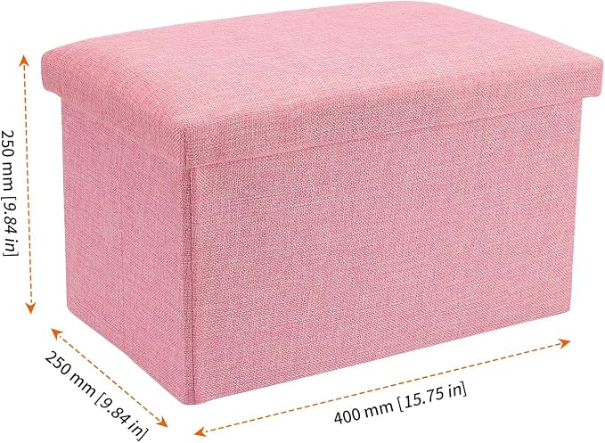 HOZEON 3 Pack 15.7 x 9.8 x 9.10 Inches Folding Storage Ottoman, Pink Rectangle Footrest Seat, Multifunctional Foot Stool for Living Room, Office, Traveling, Fishing, Camping