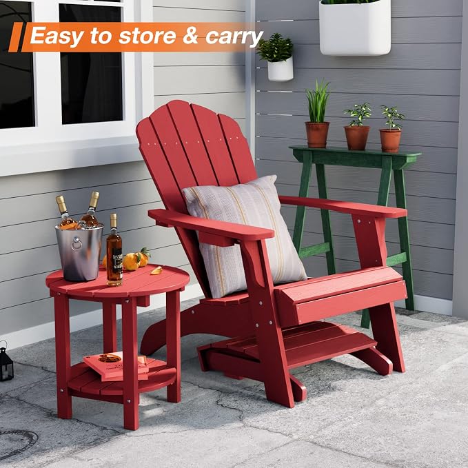 YEFU Adirondack Ottoman Set of 2, Patio Foot Rest, Weather Resistant for Adirondack Chair, Red