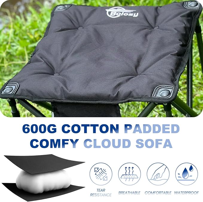 Bolosy 2 Pack Camping Stool Oversized Camping Foot Stool Ottoman Padded Camping Chair Foot Rest 450 lbs Heavy Duty Camp Stool Foldable Footrest