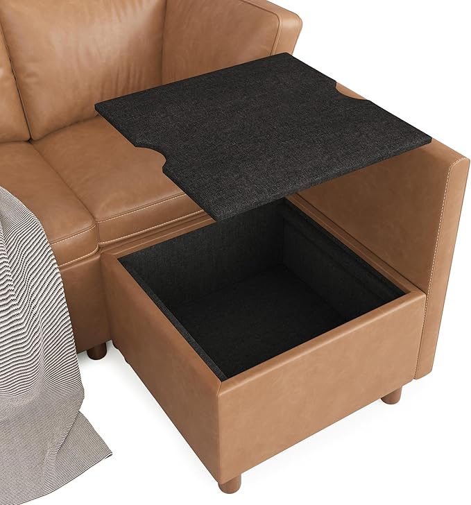 SITJOY Breakfast Nook Bench with Storage, Modular Corner Kitchen Banquette Seating, Dining Settee Couch, Upholstered Dining Bench with Back, Pet-Friendly Faux Leather in Brown, 7-Seat L Shaped Nook
