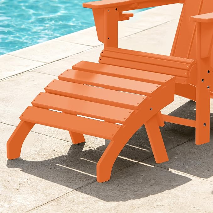 Costaelm Adirondack Chair Footrest, Patio Footstool, Ottoman Outdoor Foot Rest for Patio Waterproof, Adirondack Ottoman Patio Footstool, Orange
