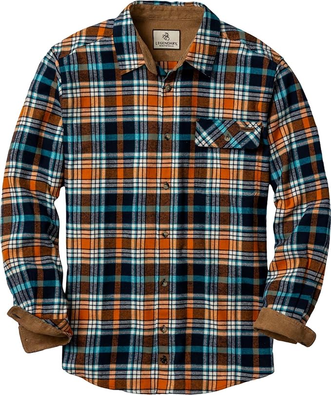 Legendary Whitetails Mens Long Sleeve Button Down 100% Cotton Flannel Shirt