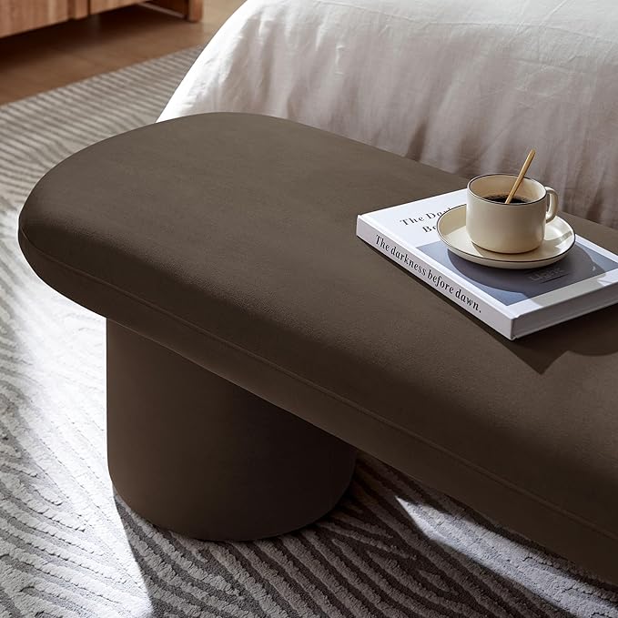 Modway Orla Performance Velvet Upholstered Bench in Chocolate Brown