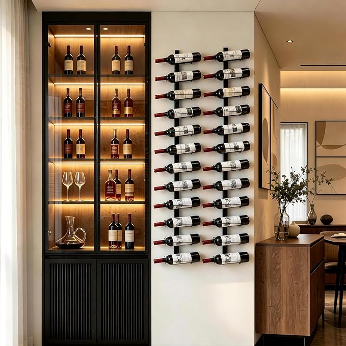 Sonyabecca Wall Wine Rack for 12 Wine Bottles,DIY Detachable Wine Storage Organizer, Wall Mount Wine Bottle Display Holder Used As One or Four, for Kitchen,Pantry,Wine Cellar,Housewarming Gift
