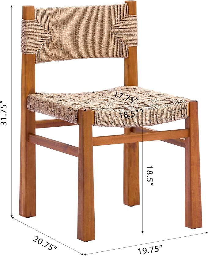 Christopher Knight Home Duro 6-Piece Outdoor Dining Set, Terrazzo Concrete Dining Table and Bench with 4 Acacia Wood Wicker Chairs, Patio Dining Table Set for Garden/Backyard, Light Brown+Teak+White