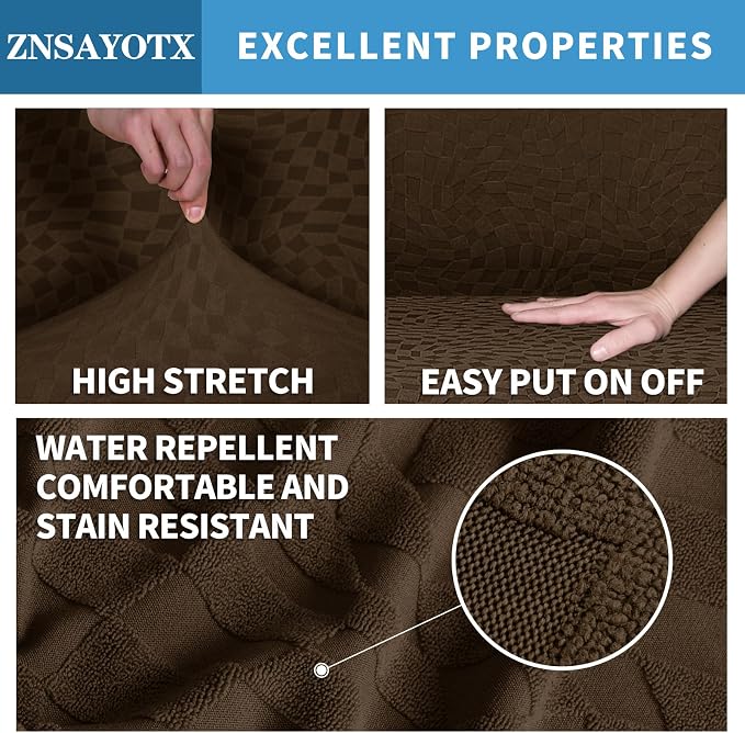 ZNSAYOTX 2026 Rectangle Ottoman Cover (L:45"-56") Super Stretch Soft Footrest Slipcover Form Fit, Universal Folding Foot Stool Covers with Non-Slip Elastic Band, Fashion Jacquard Texture, Coffee