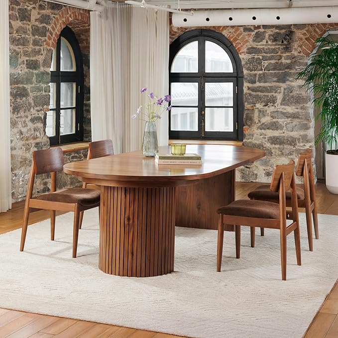 Transformer Table - Solid Wood Extendable Round Dining Table Set, Expandable Dining Table, Elegant and Functional Design, Perfect for Dining Room, Royal Brown (Table + 4 Chairs)
