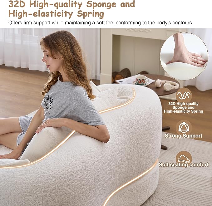 70" Convertible Sofa Bed, 2-in-1 Boneless Sleeper Sofa, Soft Chenille Folding Sofa Loveseat with 4 Pillows, Love Seat Small Couch for Small Spaces, Living Room, Bedroom, No Assembly