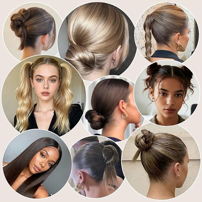 Dolahair ヘアワックススティック - アホ毛抑え・スタイリングポマード（子供、女性、男性向け） - ヘアアクセサリー スリックバックヘアブラシキット ヘアゴム20本付きヘアお団子メーカー (3個パック)