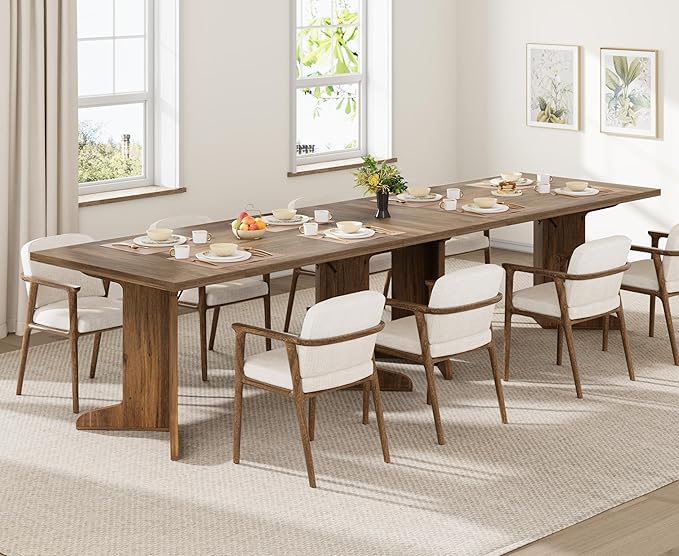 Garvee 71" Large Dining Table for 6 to 8 People, Modern Dinner Table with Unique Wooden Legs, Rectangle Dining Table for Kitchen, Dining Room & Living Room, Walnut