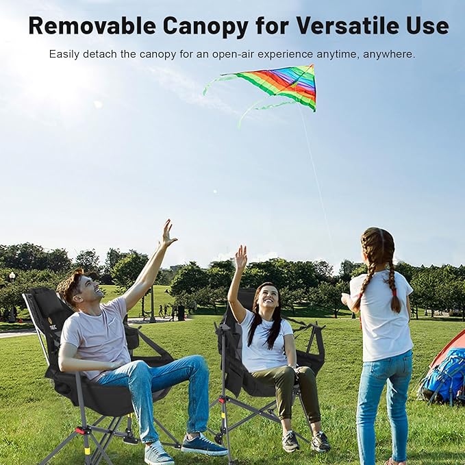 Nice C Hammock Camping Chair with Canopy, Portable Swinging Camping Chair with Shade, Outdoor Folding Swinging Umbrella Chairs, Rocking Camping Chairs, with Adjustable Canopy, Cup Holder (1 Pack)
