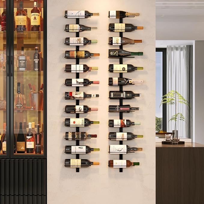 X-cosrack 24 Bottles Wall Mounted Wine Rack, Detachable Wall Hanging Bottle Holder, Use as One or Four, DIY Display, Storage Racks for Wine, for Restaurant, Bar, Cellar
