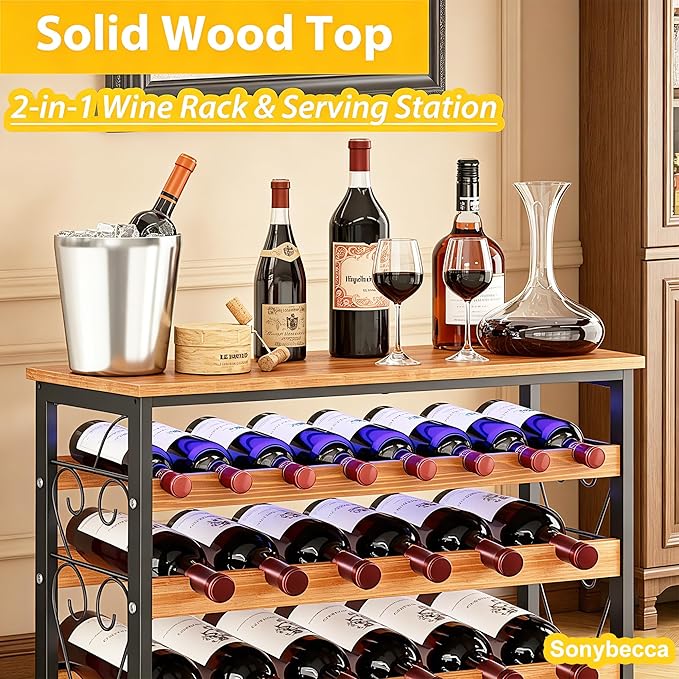 64 Bottles Wine Rack Freestanding Floor with 2 in 1 LED Light, Wine Bottle Rack Wine Holder Wine Storage Shelf for Kitchen Bar Pantry, Tall Wine Cabinet Stand Display 31.85''L X 10.6''W X 47.95''H