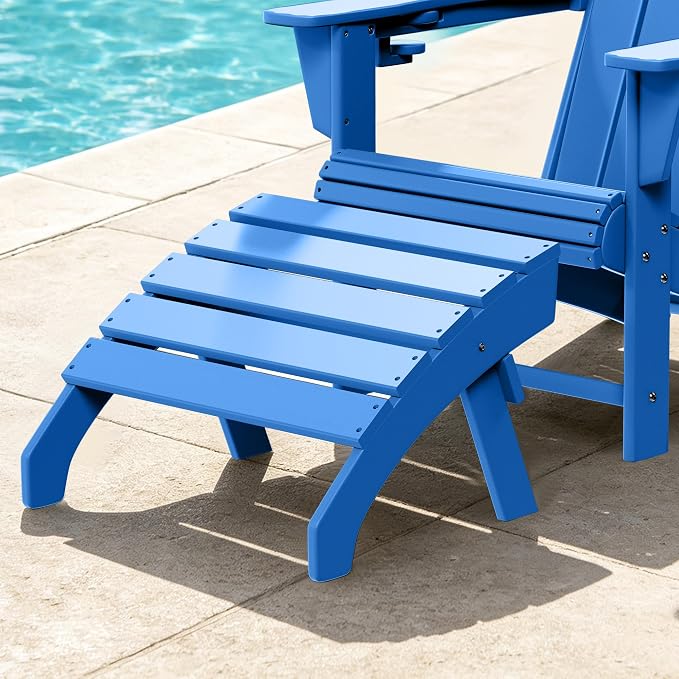 Costaelm Adirondack Chair Footrest, Patio Footstool, Ottoman Outdoor Foot Rest for Patio Waterproof, Adirondack Ottoman Patio Footstool, Pacific Blue