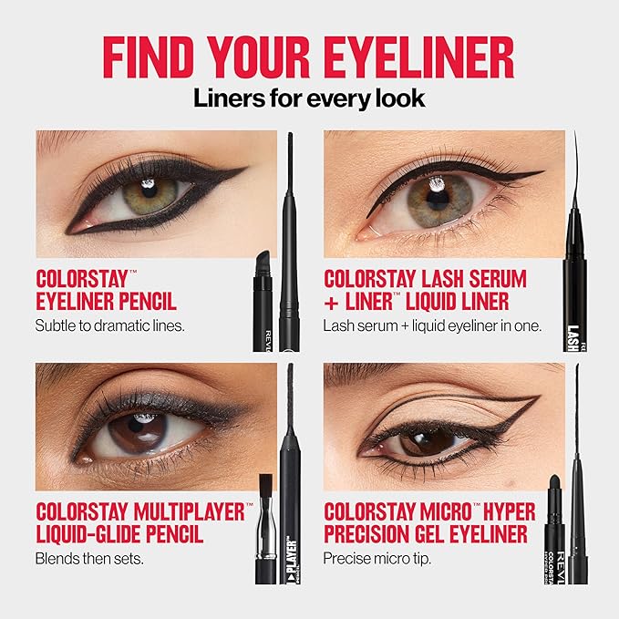 REVLON ColorStay Pencil Waterproof Eyeliner, Smudge-Proof, Eye Makeup with Built-In Sharpener, Packaging May Vary, 201 Black, 0.01 oz