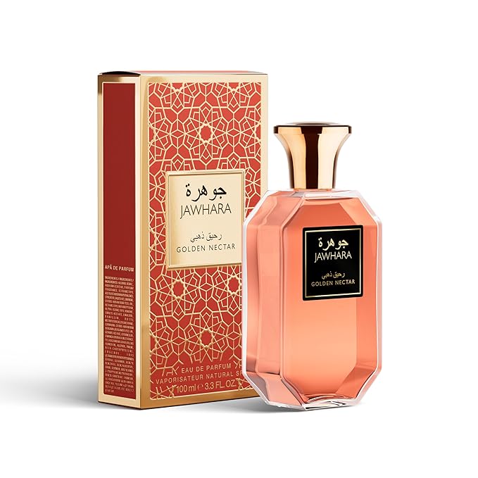 Jawhara Golden Nectar | Ambery White Eau de Parfum 3.3 fl oz | Notes of Bergamot, Vanilla Flower, Ylang-Ylang and Musk | Long Lasting | Everyday Wear | TSA Compliant | Floral Fragrance for Women