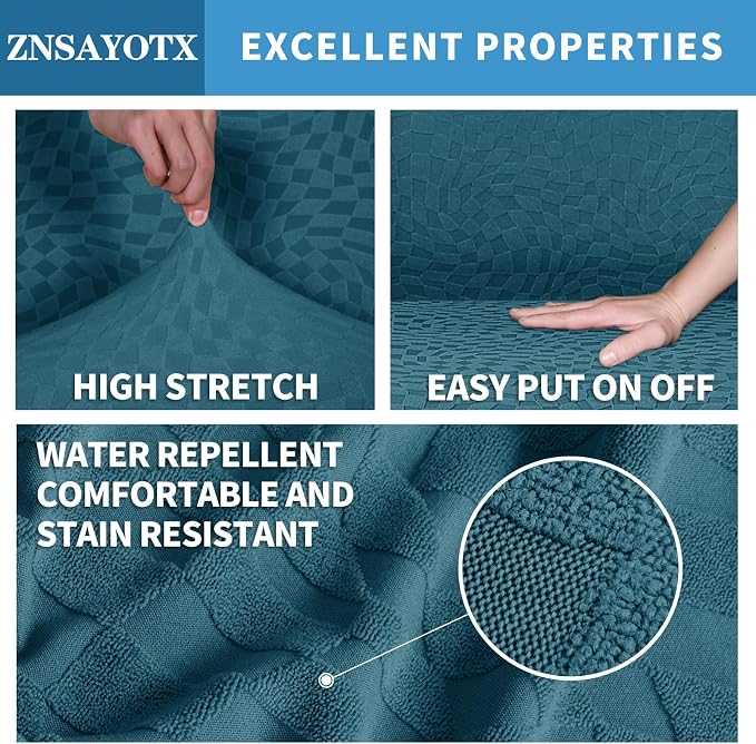 ZNSAYOTX 2026 Rectangle Ottoman Cover (L:35"-45") Super Stretch Soft Footrest Slipcover Form Fit, Universal Folding Foot Stool Covers with Non-Slip Elastic Band, Fashion Jacquard Texture, Teal