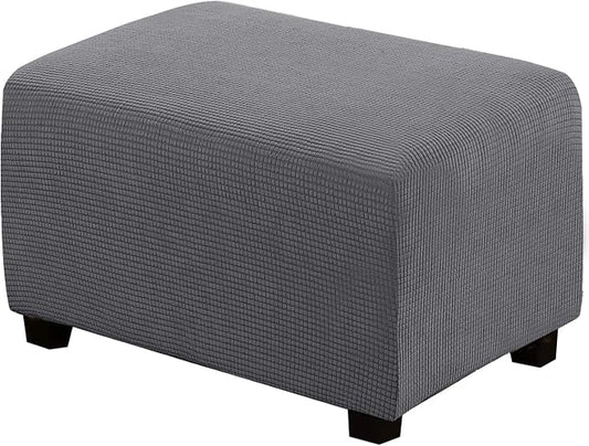 H.VERSAILTEX Ottoman Cover Slipcover Rectangle Fit Length 33"-38" Footrest Sofa Slipcovers Stool Cover Footstool Protector Covers Feature Stretch Thick Soft Jacquard Fabric Removable Washable - Grey