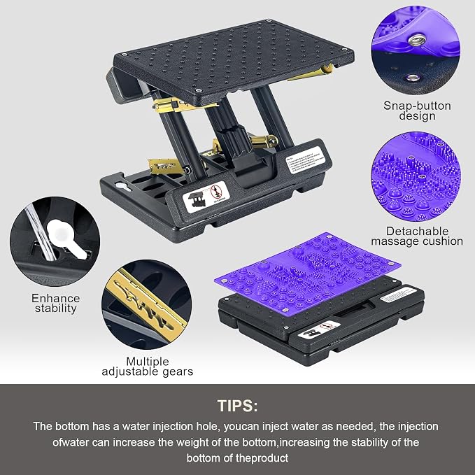 Footrest for Under Desk at Work, Height Adjustable Foot Rest with Reflexology Pad, Foldable Ergonomic Foot Stool for Muscle Tension Relief, Suitable for Office, Home & All-Season Use(Purple)