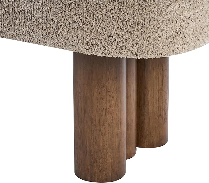Christopher Knight Home Damas 60.04" Fabric Upholstered Dining Bench, Wooden Entryway Bench, Long Sofa Footstool for Living Room, Bedroom End of Bed Bench, Khaki+Walnut