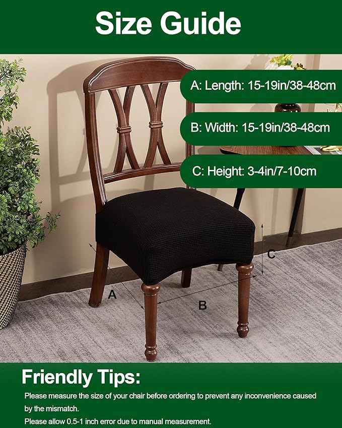 CRFATOP Jacquard Dining Room Chairs Seat Covers Set of 4 with Soft Bench Chair Cover Stretch Kitchen Chair Slipcover Washable Seat Cushion Slipcover Protector for Hotel Ceremony Banquet Wedding,B11