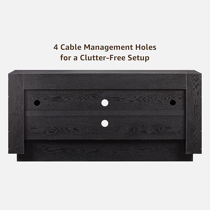 OKD Modern 70" TV Stand, Entertainment Center for TVs Up to 80", Media Console with Large Open Storage & Side Cabinets, Thick Wood Design for Living Room, Black Oak