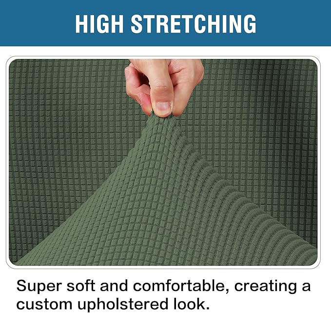 H.VERSAILTEX Ottoman and Sofa Seat Cushion Combined Cover Slipcover Rectangle Sofa Slipcover Fit Length 56'-75' Suitable for L Shaped Seat Cushion Cover or Chaise Part Cover Thick Soft - Bronze Green