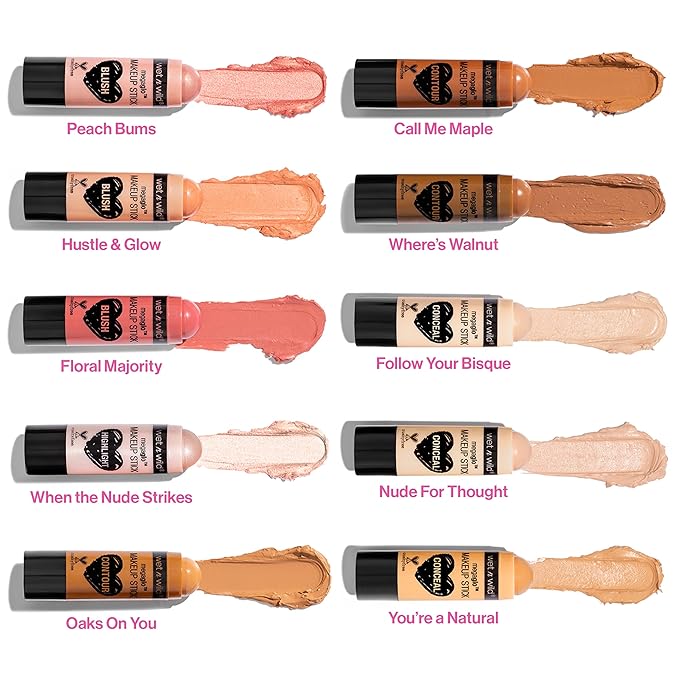 wet n wild メガグロー メイクアップスティック、調整可能な発色、多用途、クルエルティフリー＆ヴィーガン - ヌードフォース（2個パック）