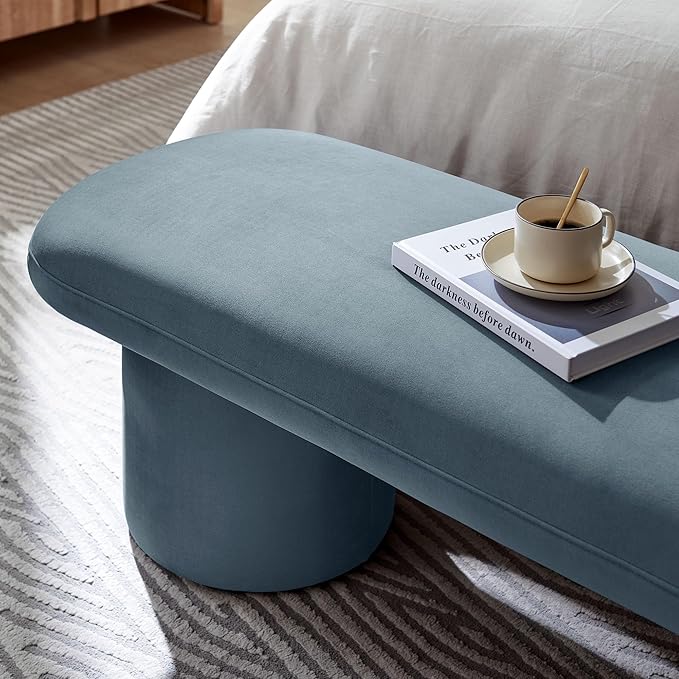 Modway Orla Performance Velvet Upholstered Bench in Cadet Blue