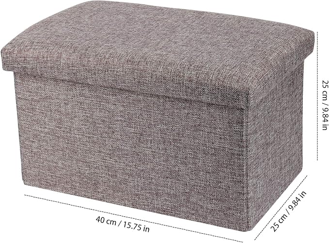 HOZEON 3 Pack 15.7 x 9.8 x 9.8 Inches Folding Storage Ottoman, Grey Rectangle Footrest Seat, Multifunctional Foot Stool for Living Room, Office, Traveling, Fishing, Camping