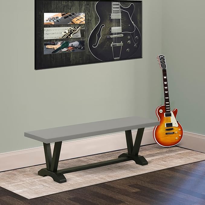 East West Furniture VB696 V-Style Modern Kitchen Bench with Wood Seat, 60x15x18 Inch, Multi-Color