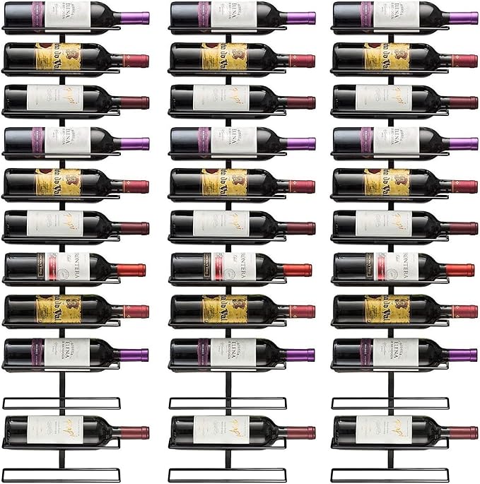 Sorbus Wall Mount Wine Rack – Holds 12 Bottles – Black Metal Wine Bottle Holder for Wall, Modern Wine Rack for Home Bar, Kitchen
