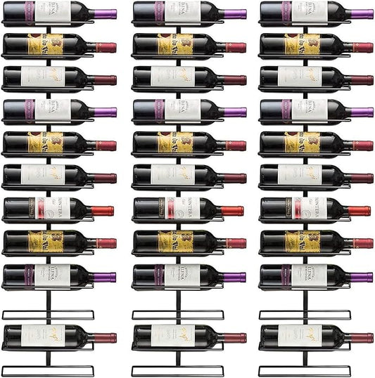 Sorbus Wall Mount Wine Rack – Holds 12 Bottles – Black Metal Wine Bottle Holder for Wall, Modern Wine Rack for Home Bar, Kitchen