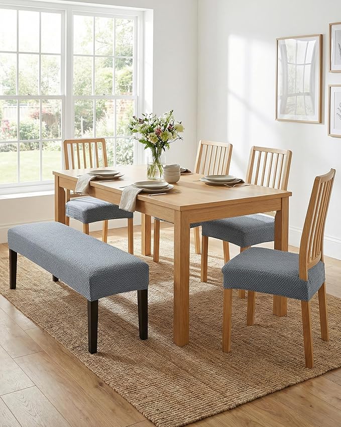 CRFATOP Jacquard Dining Room Chairs Seat Covers Set of 4 with Soft Bench Chair Cover Stretch Kitchen Chair Slipcover Washable Seat Cushion Slipcover Protector for Hotel Ceremony Banquet Wedding,B22
