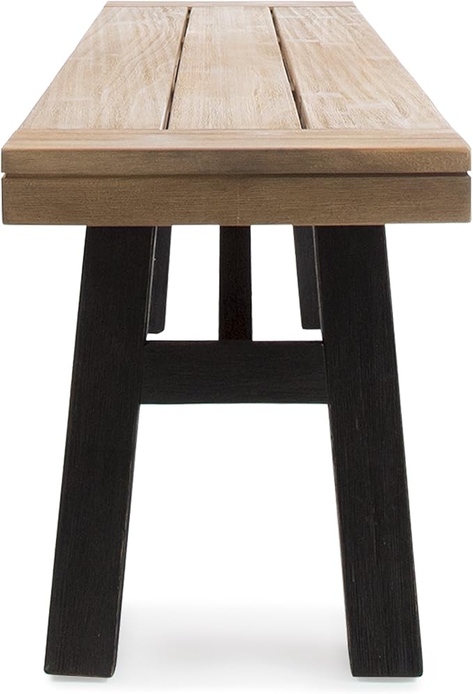 Christopher Knight Home Bettina Outdoor Acacia Wood Dining Bench with Brushed Mahogany Legs, Brushed Grey / Brushed Mahogany