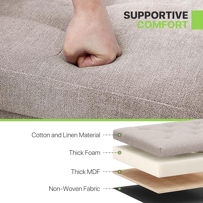 Magshion Folding Storage Ottoman Cube, 15 Inches Small Foot Rest Stool, Square Ottoman with Storage for Bedroom, Living Room, Dorm, Beige