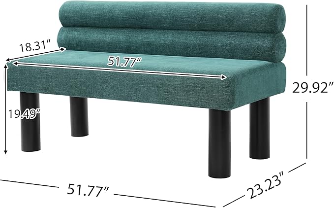 Christopher Knight Home Wally Fabric Upholstered Dining Bench, Long Dining Room Chair, Wooden Entryway Bench, Bedroom End of Bed Bench, Teal Green+Black