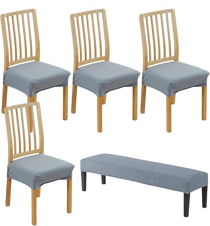 CRFATOP Jacquard Dining Room Chairs Seat Covers Set of 4 with Soft Bench Chair Cover Stretch Kitchen Chair Slipcover Washable Seat Cushion Slipcover Protector for Hotel Ceremony Banquet Wedding,B22