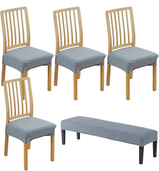 CRFATOP Jacquard Dining Room Chairs Seat Covers Set of 4 with Soft Bench Chair Cover Stretch Kitchen Chair Slipcover Washable Seat Cushion Slipcover Protector for Hotel Ceremony Banquet Wedding,B22