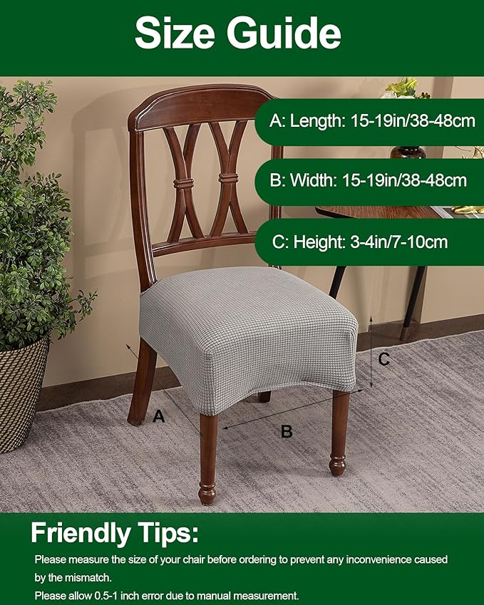 CRFATOP Jacquard Dining Room Chairs Seat Covers Set of 4 with Soft Bench Chair Cover Stretch Kitchen Chair Slipcover Washable Seat Cushion Slipcover Protector for Hotel Ceremony Banquet Wedding,B15