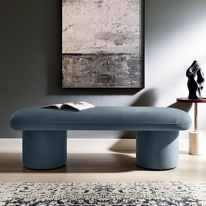Modway Orla Performance Velvet Upholstered Bench in Cadet Blue