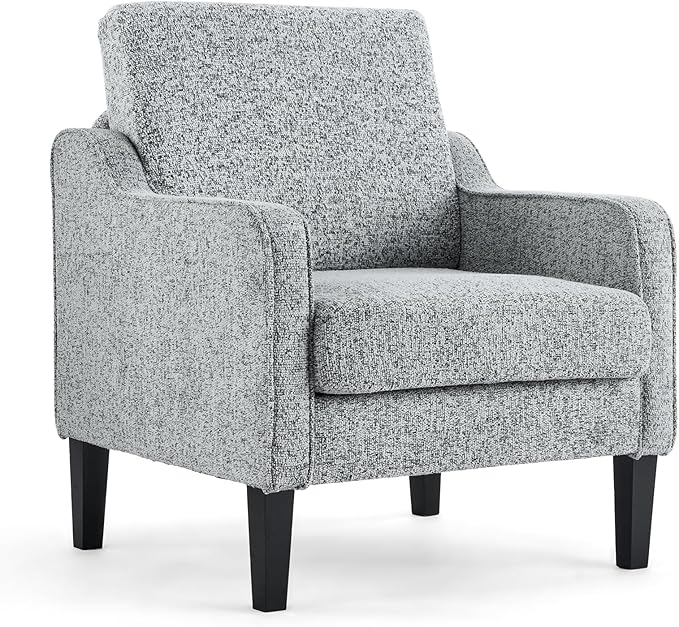 VINGLI Accent Sofa Chair Gray Living Room Chairs Reading Chair for Bedroom Scooped Arm Chair Mid Century Modern Accent Chair Upholstered Comfy Chair for Apartment, Waiting Room