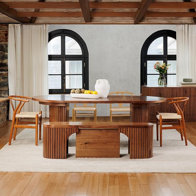 Transformer Table - Solid Wood Extendable Round Dining Table Set, Expandable Dining Table, Elegant and Functional Design, Perfect for Dining Room, Royal Brown (Table Only)