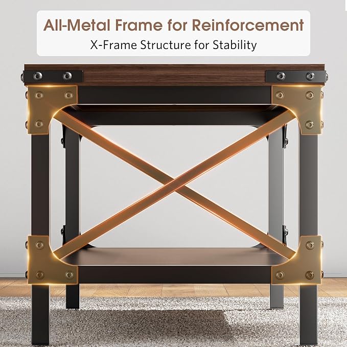 Rectangle Coffee Tables for Living Room, Wood Rectangular Coffee Table, 2 Tier Dark Brown Modern Center Table with Thickened Tabletop and Metal Frame, 40 inch Long (Walnut)