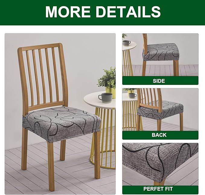 CRFATOP Printed Dining Room Chairs Seat Covers Set of 4 with Soft Bench Chair Cover Stretch Kitchen Chair Slipcover Washable Seat Cushion Slipcover Protector for Hotel Ceremony Banquet Wedding, 10