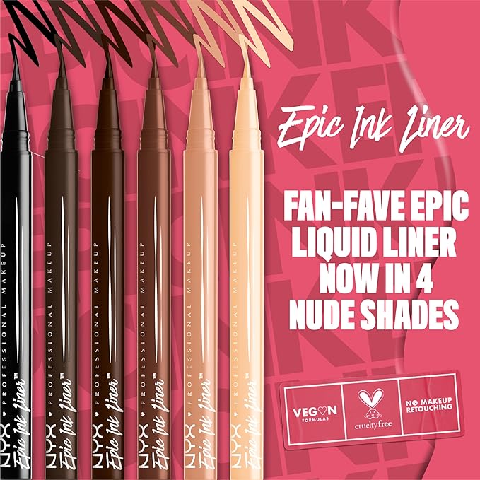 NYX PROFESSIONAL MAKEUP エピックインクライナー、ウォータープルーフリキッドアイライナー、ヴィーガンフォーミュラ - マシュマロ (クリームマット)
