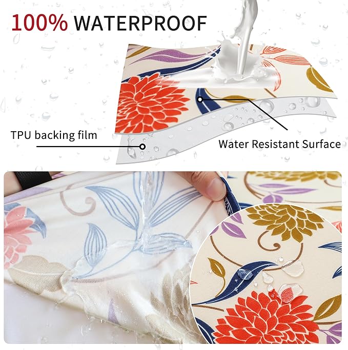 FORCHEER Dining Room Chair Covers Se of 4 and Bench Cover Waterproof Parson Chair and Bench Slipcovers Set Washable (Waterproof Printed-Flowers)