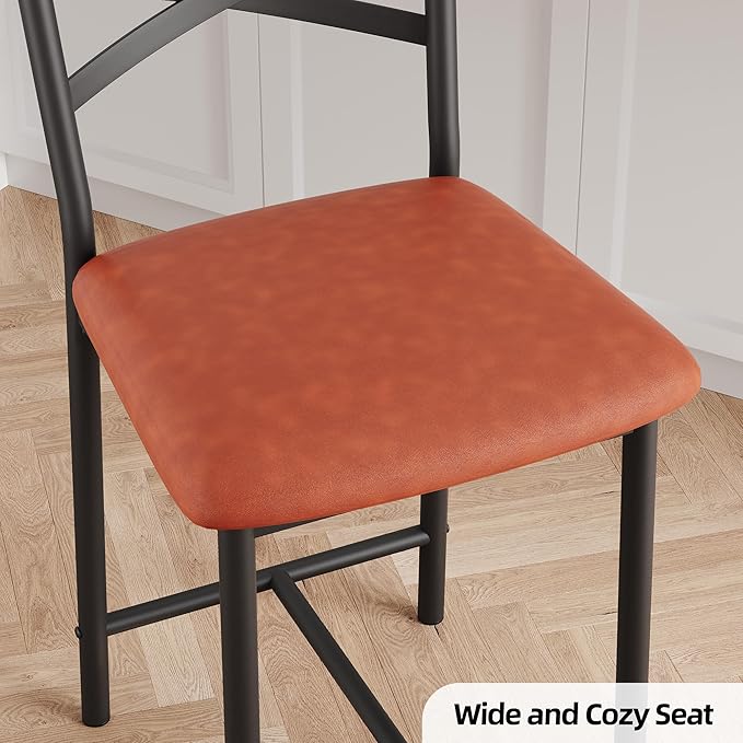 IDEALHOUSE 24" Counter Height Bar Stools Set of 2, Upholstered Bar Chairs with Back, Thick Cushion, Counter Height Barstools for Kitchen Island Apartment Counter Bar (2)