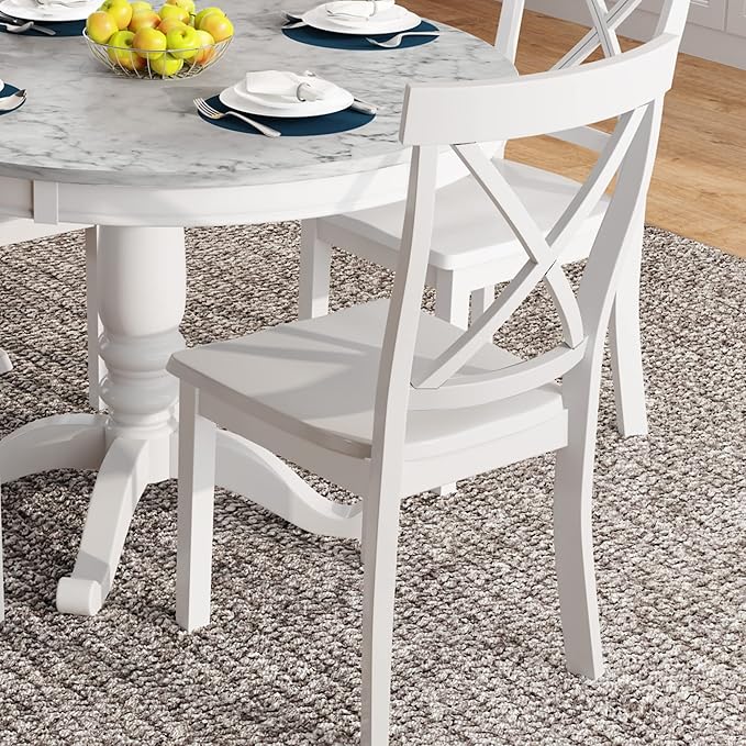 Harper & Bright Designs 5 Pieces Dining Table and Chairs Set for 4 Persons, Kitchen Room Solid Wood Table with 4 Chairs